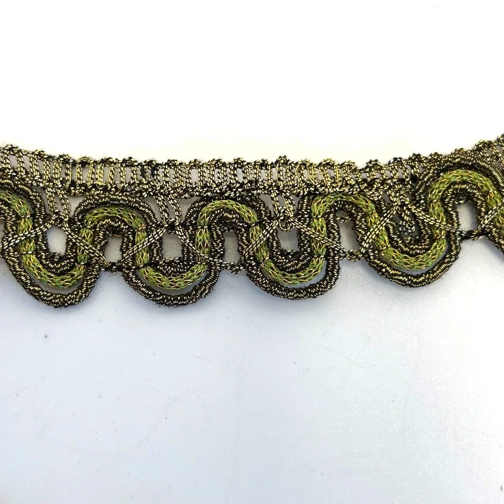 Antique Passementerie French Gold Metallic Thread Ribbon Trim‎ Lot of 2